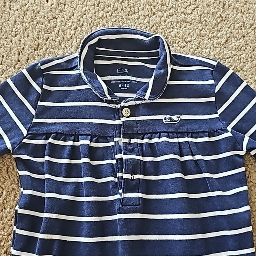 Vineyard Vines Navy Striped Whale Romper